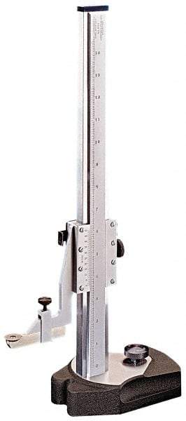 Starrett - 0 to 18 Inch Measurement, 0.001 Inch Graduation, Vernier Height Gage - Satin Chrome Finish, 7-1/2 Inch Long x 4-1/2 Inch Wide - All Tool & Supply