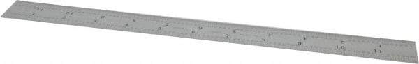 Starrett - 12" Long, 1/64, 1/50, 1/32, 1/10" Graduation, Flexible Steel Rule - 3R Graduation Style, 1" Wide, Silver, Satin Chrome Finish - All Tool & Supply