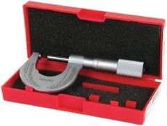 Starrett - Mechanical, 0 to 1 Inch Measurement, Satin Chrome Finish Carbide Face Ball Anvil Micrometer - 0.001 Inch Graduation - All Tool & Supply