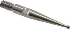 Starrett - 0.8mm Ball Diam, Carbide, Ball Test Indicator Contact Point - 5/8" Contact Point Length, Use with Starrett 811 & 811M Dial Test Indicators - All Tool & Supply