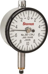 Starrett - 0.05" Range, 0-10-0 Dial Reading, 0.0005" Graduation Dial Drop Indicator - 1-1/4" Dial, 0.02" Range per Revolution - All Tool & Supply