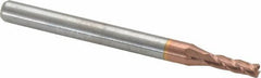 Accupro - 5/64", 4 Flute, Single End, Solid Carbide, 0.015" Corner Radius End Mill - 1-1/2" OAL, 30° Helix, Right Hand Flute, 1/4" LOC, Right Hand Cut - All Tool & Supply