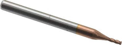 Accupro - 3/64", 4 Flute, Single End, Solid Carbide, 0.01" Corner Radius End Mill - 1-1/2" OAL, 30° Helix, Right Hand Flute, 9/64" LOC, Right Hand Cut - All Tool & Supply