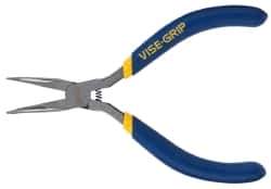 Irwin - 5" Long, 1-1/4" Jaw Length Smooth Jaw, Bent Nose Plier - Dipped Vinyl Handle - All Tool & Supply