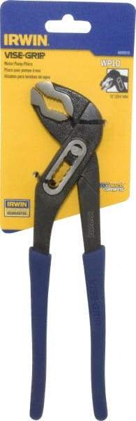 Irwin - 10" OAL, 2" Max Capacity, 7 Position Water Pump Tongue & Groove Pliers - Serrated V-Jaws, Curved Head, Dipped Vinyl Handles - All Tool & Supply