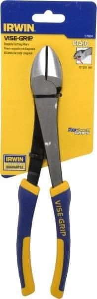 Irwin - 10" OAL, 14 AWG Capacity, Semi-Flush Diagonal Cutter - 1-7/16" Jaw Length x 1-3/16" Jaw Width, Oval Head, ProTouch Handle - All Tool & Supply