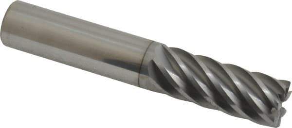 Accupro - 1/2", 7 Flute, Single End, Solid Carbide, 0.02" Corner Radius End Mill - 3" OAL, 37° Helix, Right Hand Flute, 1-1/4" LOC, Right Hand Cut - All Tool & Supply