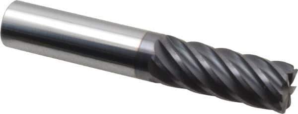 Accupro - 1/2", 7 Flute, Single End, Solid Carbide, 0.03" Corner Radius End Mill - 3" OAL, 37° Helix, Right Hand Flute, 1-1/4" LOC, Right Hand Cut - All Tool & Supply