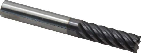 Accupro - 1/2", 7 Flute, Single End, Solid Carbide, 0.03" Corner Radius End Mill - 4" OAL, 37° Helix, Right Hand Flute, 1-5/8" LOC, Right Hand Cut - All Tool & Supply