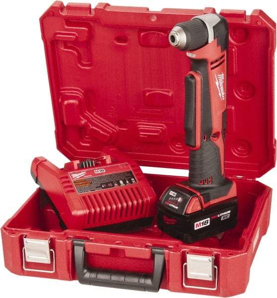 Milwaukee Tool - 18 Volt 3/8" Chuck Right Angle Handle Cordless Drill - 0-1500 RPM, Keyless Chuck, Reversible, 1 Lithium-Ion Battery Included - All Tool & Supply