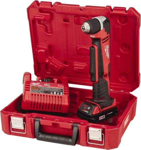 Milwaukee Tool - 18 Volt 3/8" Chuck Right Angle Handle Cordless Drill - 0-1500 RPM, Keyless Chuck, Reversible, 1 Lithium-Ion Battery Included - All Tool & Supply