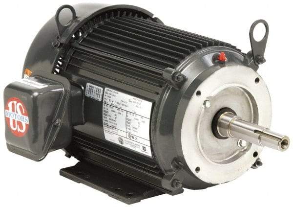 US Motors - 1/3 hp, TEFC Enclosure, No Thermal Protection, 3,500 RPM, 208-230/460 Volt, 60 Hz, Three Phase Standard Efficient Motor - Size 56 Frame, C-Face Mount, 1 Speed, Ball Bearings, 1.5-1.4/0.7 Full Load Amps, F Class Insulation, Reversible - All Tool & Supply