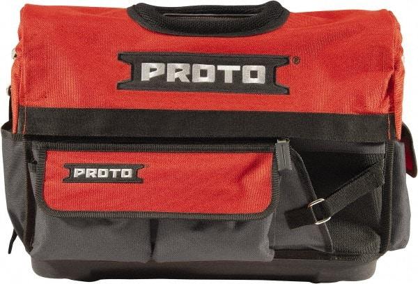 Proto - 10 Pocket Gray & Red Polyester Tool Bag - 20" Wide x 11" Deep x 15" High - All Tool & Supply