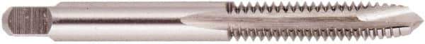 Regal Cutting Tools - M8x1.00 Metric, 2 Flute, Bright Finish, High Speed Steel Spiral Point Tap - Plug Chamfer, Right Hand Thread, 2-23/32" OAL, 1-1/8" Thread Length, 0.318" Shank Diam - Exact Industrial Supply