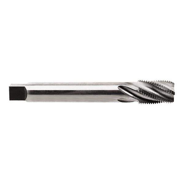 Regal Cutting Tools - 1/4-18 NPTF, 4 Flutes, Taper Chamfer, Bright Finish, High Speed Steel, Spiral Flute Pipe Tap - Right Hand Flute, 9/16" Shank Diam, 15/16" Thread Length, 3/8" Square Size, - All Tool & Supply