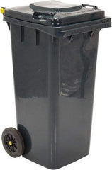 Vestil - 32 Gal Gray Square Trash Can - Polyethylene, None Graphic, 38" High x 21-13/16" Long x 18-3/4" Wide, Lid Included - All Tool & Supply