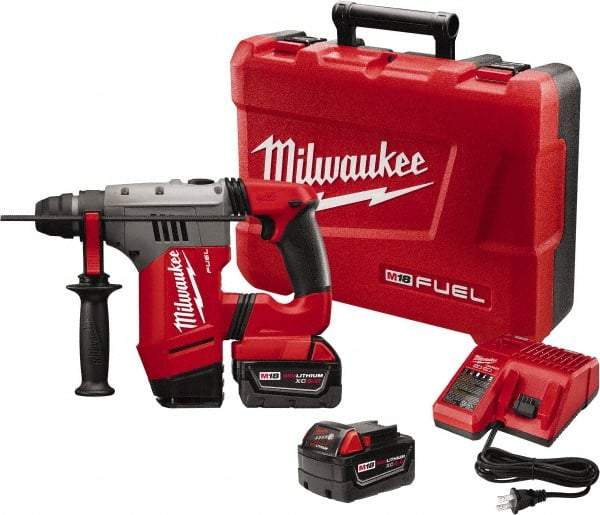 Milwaukee Tool - 18 Volt 1-1/8" SDS Plus Chuck Cordless Rotary Hammer - 0 to 5,000 BPM, 0 to 1,300 RPM, Reversible - All Tool & Supply