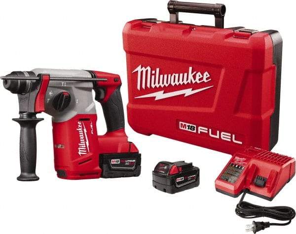 Milwaukee Tool - 18 Volt 1" SDS Plus Chuck Cordless Rotary Hammer - 0 to 4,900 BPM, 0 to 1,400 RPM, Reversible - All Tool & Supply