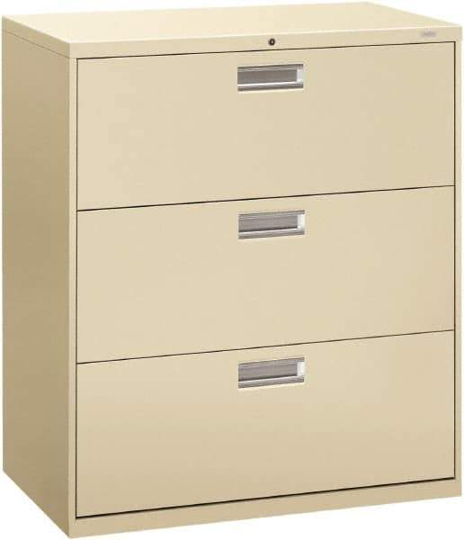 Hon - 36" Wide x 40.88" High x 19-1/4" Deep, 3 Drawer Lateral File - Steel, Putty - All Tool & Supply