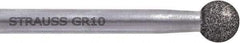 Strauss - 0.276" Head Diam x 0.28" Head Thickness CBN Round Tip Point Grinding Pin - 1/4" Shank Diam x 2.36" Shank Length, Medium Grade, (126 Mesh Grit) - All Tool & Supply