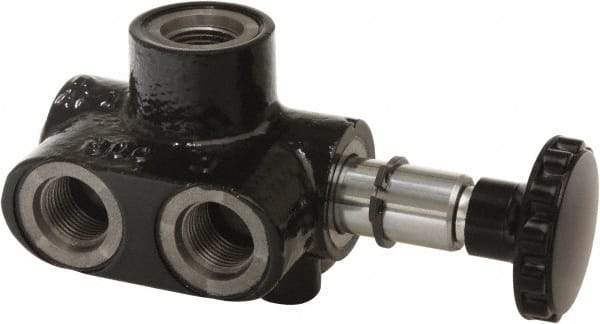 Parker - 10 GPM 1/2 Inlet Cast Iron Hydraulic Control Valve - 3/4-16 Thread, 3,000 psi, 2-3/4" Wide x 5.54" Long - All Tool & Supply