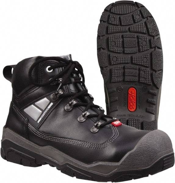 Tegera - Men's Size 11 Medium Width Steel Work Boot - Black, Leather Upper, Rubber Outsole, 6" High, Pull-On - All Tool & Supply