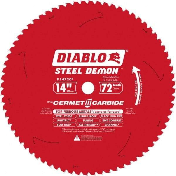 Freud - 14" Blade Diam, 90 Teeth, Carbide-Tipped Cold Saw Blade - 1" Arbor Hole Diam, 0.071" Blade Thickness - All Tool & Supply