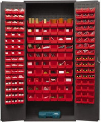 Durham - 156 Bin Storage Cabinet - Steel, 36" Wide x 18" Deep x 84" High, Red - All Tool & Supply