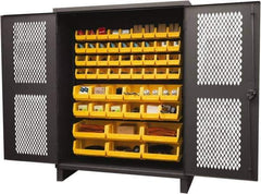 Durham - 54 Bin Storage Cabinet - Steel, 60" Wide x 24" Deep x 78" High, Yellow - All Tool & Supply