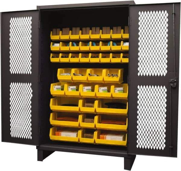 Durham - 42 Bin Storage Cabinet - Steel, 48" Wide x 24" Deep x 78" High, Yellow - All Tool & Supply