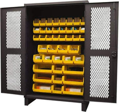 Durham - 42 Bin Storage Cabinet - Steel, 48" Wide x 24" Deep x 78" High, Yellow - All Tool & Supply