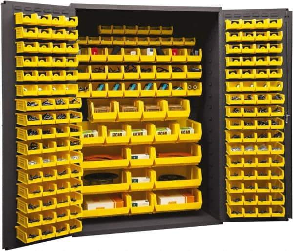 Durham - 186 Bin Storage Cabinet - Steel, 48" Wide x 24" Deep x 72" High, Yellow - All Tool & Supply