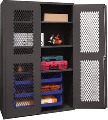 Durham - 3 Shelf 6 Bin Storage Cabinet - Steel, 48" Wide x 24" Deep x 72" High, Blue - All Tool & Supply