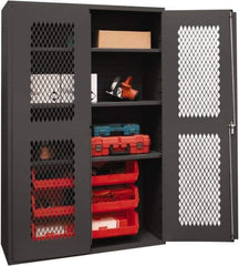 Durham - 3 Shelf 6 Bin Storage Cabinet - Steel, 48" Wide x 24" Deep x 72" High, Red - All Tool & Supply