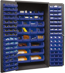 Durham - 126 Bin Storage Cabinet - Steel, 36" Wide x 24" Deep x 72" High, Blue - All Tool & Supply