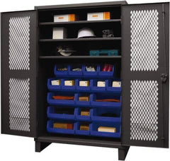 Durham - 3 Shelf 18 Bin Storage Cabinet - Steel, 48" Wide x 24" Deep x 78" High, Blue - All Tool & Supply