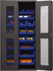 Durham - 30 Bin Storage Cabinet - Steel, 36" Wide x 24" Deep x 72" High, Blue - All Tool & Supply