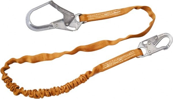 6' Long, 310 Lb Capacity, 1 Leg Locking Snap Hook Harness Shock Absorbing Lanyard 1-1/2″ Diam, Polyester Webbing, Locking Rebar Hook Anchorage Connection