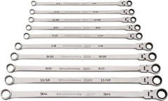 GearWrench - 10 Piece, 1/4" to 3/4", Ratcheting Flexhead Combination Wrench Set - Inch Measurement Standard, Chrome Finish - All Tool & Supply