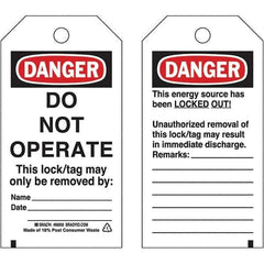 Brady - Safety & Facility Tags - 3" BLK/RED ON WHT 25PK DO NOT OPERATE TAGS - All Tool & Supply