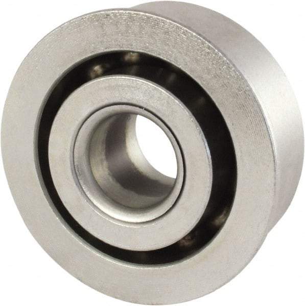 Nice - 3/8" Bore Diam, 1-1/16" OD, Open Unground Full Complement Radial Ball Bearing - 7/16" Wide, With Flange, 1 Row, Round Bore, 635 Lb Dynamic Capacity - All Tool & Supply