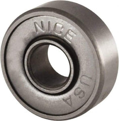 Nice - 3/8" Bore Diam, 1-1/8" OD, Double Shield Semi Ground Extra Light Radial Ball Bearing - 3/8" Wide, 1 Row, Round Bore, 475 Lb Static Capacity, 600 Lb Dynamic Capacity - All Tool & Supply