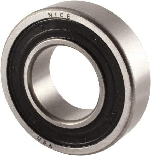 Nice - 1-1/4" Bore Diam, 2-9/16" OD, Double Seal Precision Ground Radial Ball Bearing - 11/16" Wide, 1 Row, Round Bore, 2,620 Lb Static Capacity, 5,360 Lb Dynamic Capacity - All Tool & Supply