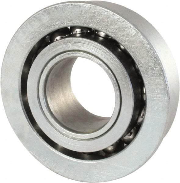 Nice - 5/8" Bore Diam, 1-1/2" OD, Open Unground Full Complement Radial Ball Bearing - 31/64" Wide, With Flange, 1 Row, Round Bore, 1,328 Lb Dynamic Capacity - All Tool & Supply