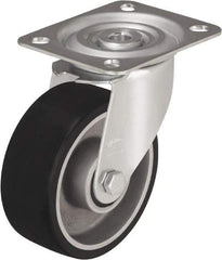 Blickle - 4" Diam x 1-9/16" Wide x 4-59/64" OAH Top Plate Mount Swivel Caster - Polyurethane-Elastomer, 220 Lb Capacity, Plain Bore Bearing, 3-15/16 x 3-3/8" Plate - All Tool & Supply