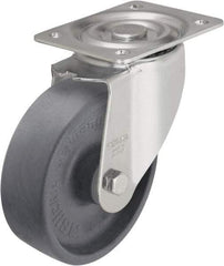 Blickle - 4" Diam x 1-3/16" Wide x 4-59/64" OAH Top Plate Mount Swivel Caster - Heat-Resistant Nylon, 330 Lb Capacity, Plain Bore Bearing, 3-15/16 x 3-3/8" Plate - All Tool & Supply