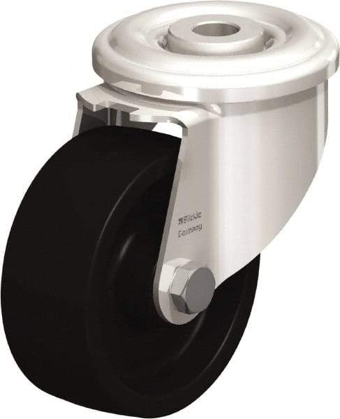 Blickle - 3" Diam x 1-1/4" Wide x 4" OAH Hollow Kingpin Mount Swivel Caster - Heat-Resistant Phenolic Resin, 220 Lb Capacity, Plain Bore Bearing, Hollow Kingpin Stem - All Tool & Supply