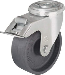 Blickle - 4" Diam x 1-3/16" Wide x 4-59/64" OAH Hollow Kingpin Mount Swivel Caster with Brake - Heat-Resistant Nylon, 330 Lb Capacity, Plain Bore Bearing, Hollow Kingpin Stem - All Tool & Supply