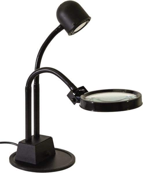 Electrix - 7 Volt, LED, Machine Light - Weighted for Desk, 7 Ft. Cord, 1.75x Magnification, 5 Inch Light Diameter, Black - All Tool & Supply