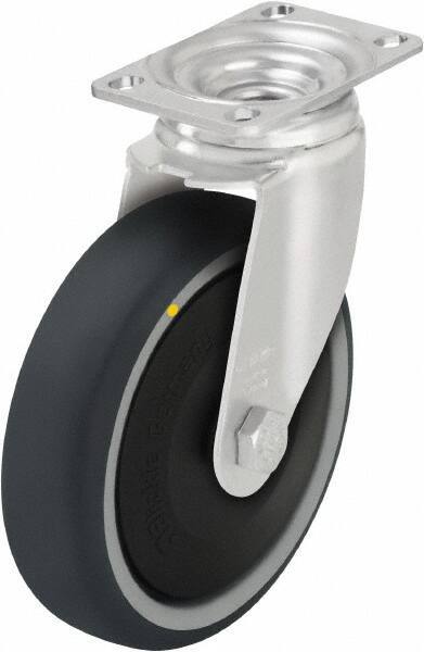 Blickle - 5" Diam x 1-1/4" Wide x 6-1/8" OAH Top Plate Mount Swivel Caster - Thermoplastic Polyurethane, 400 Lb Capacity, Ball Bearing, 3-5/8 x 2-1/2" Plate - All Tool & Supply